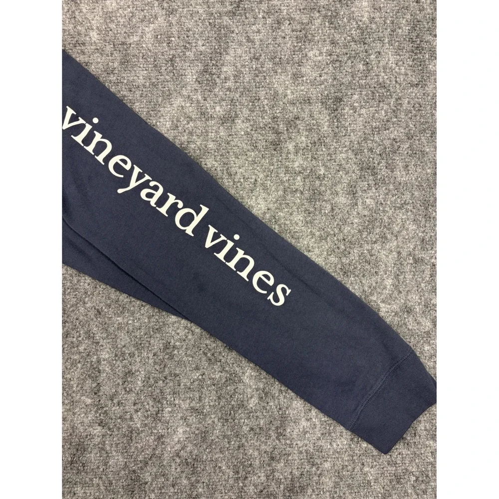 Vineyard Vines Mens Large Blue Long Sleeve Football Whale Pocket T-Shirt Cotton